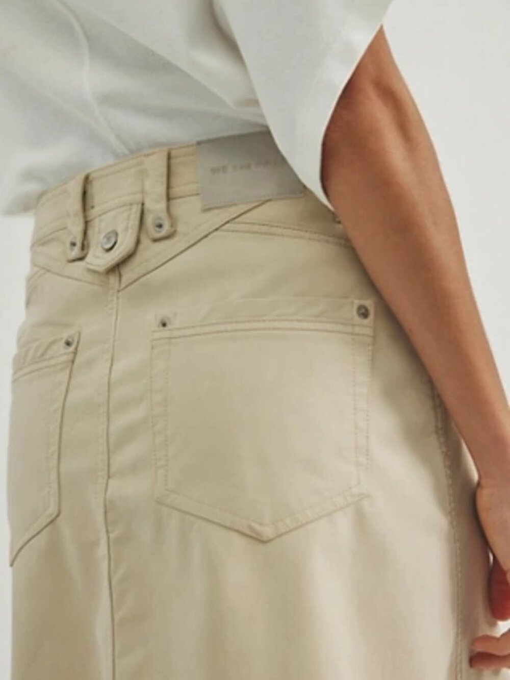 NWT Free People Ivory High Rise Double Button Denim Mini Skirt Utility Size 25